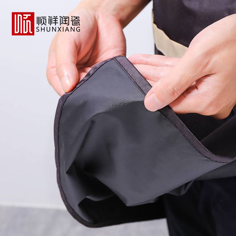 顺祥时尚围裙(卡其色-京剧花旦+玄色脸谱）